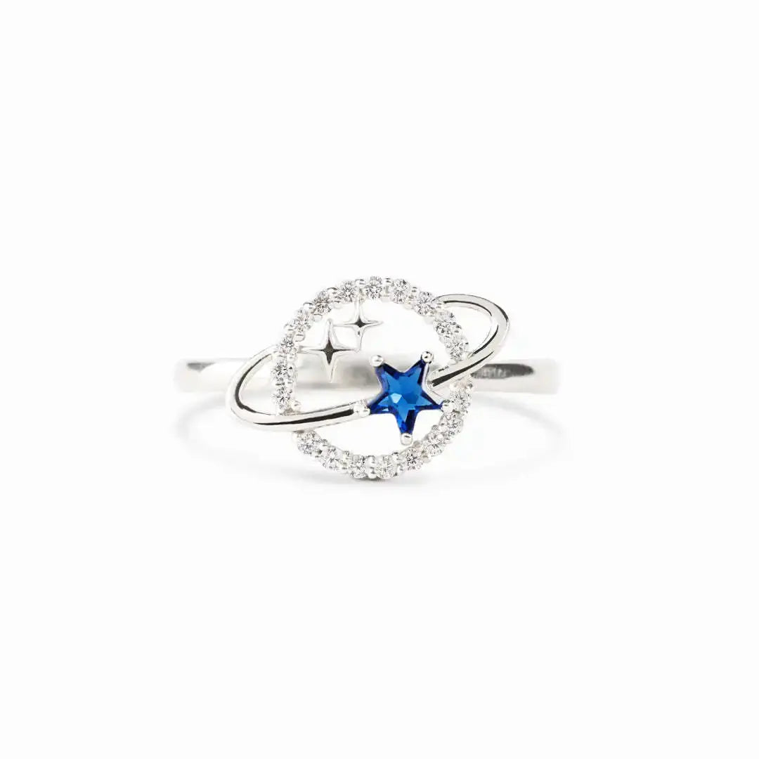 Zircon Crystal Planet Ring: Vintage Universe Star Design