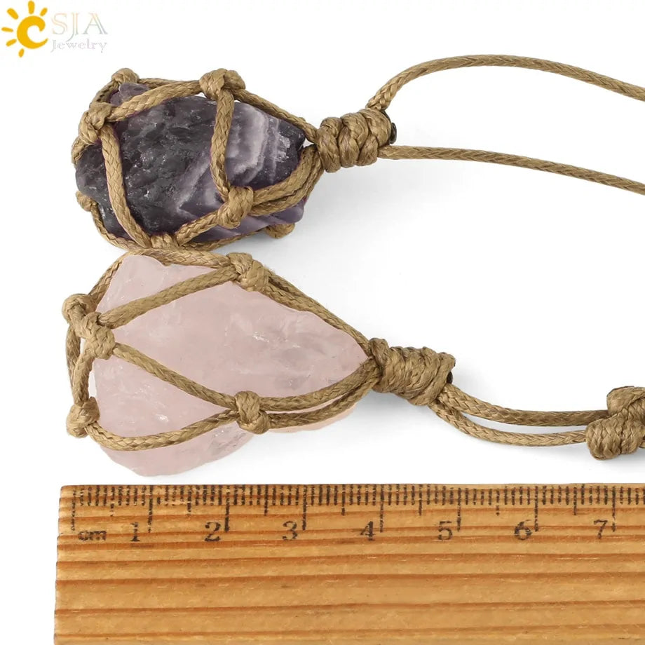 Natural Stone Rope Wrap Necklace