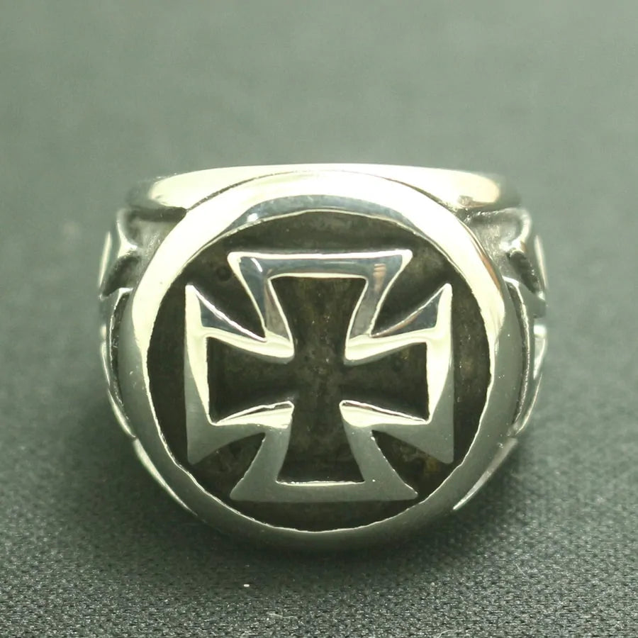 316L Stainless Steel Classic Biker Cross Ring