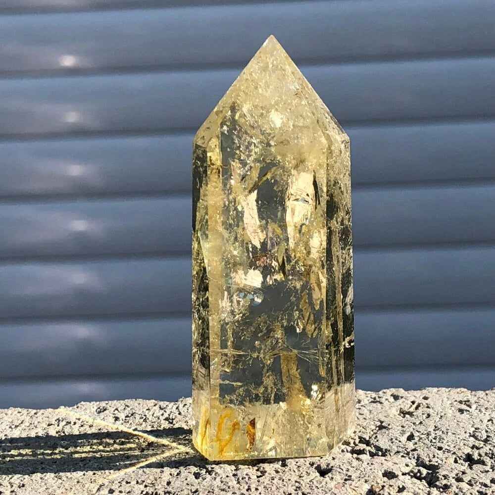 Natural Citrine Crystal Quartz Obelisk Wand Point