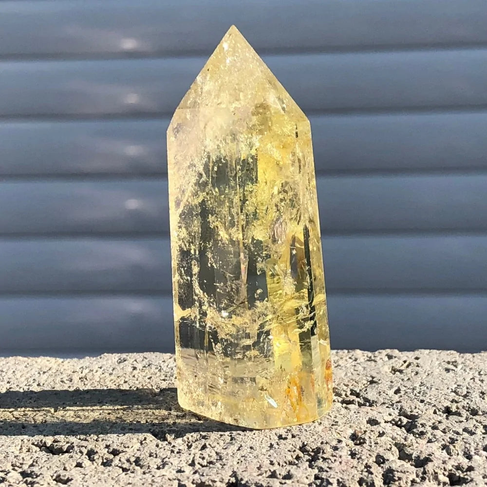 Natural Citrine Crystal Quartz Obelisk Wand Point