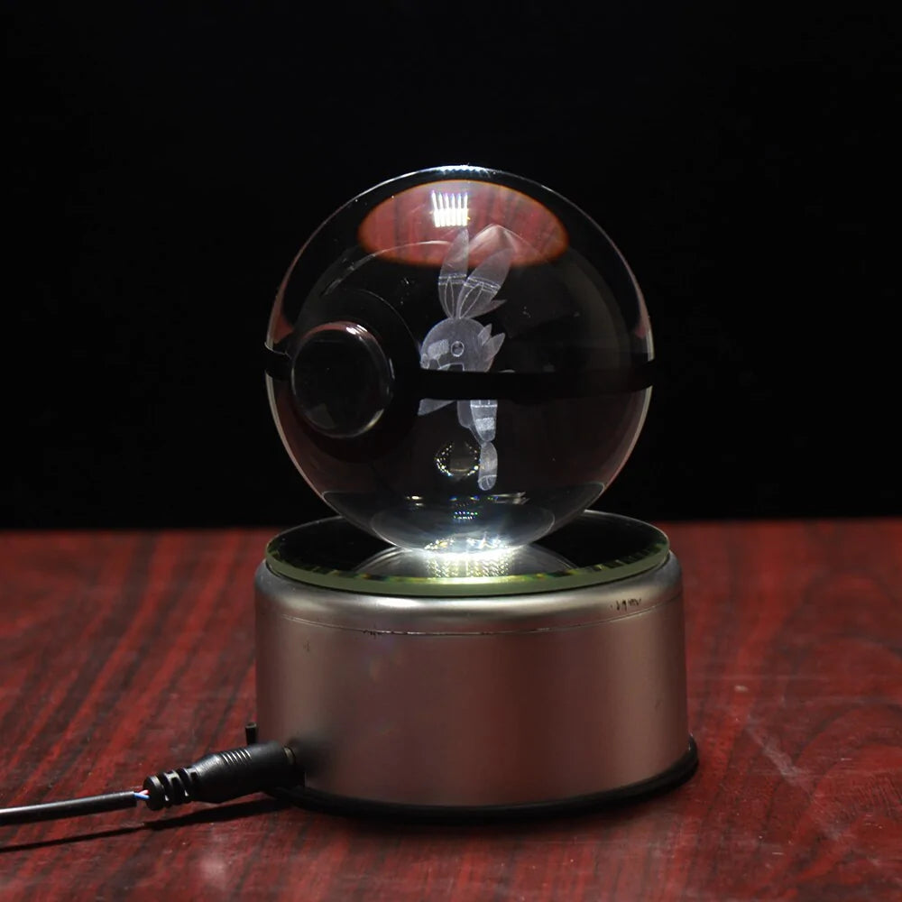 80mm Diameter Crystal Glass Ball with Rotating LED Lamp Base