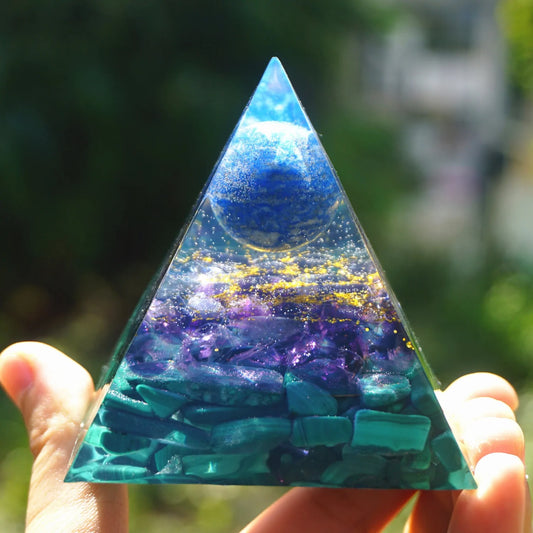 Lapis Lazuli Sphere Orgone Pyramid: Crystal Healing Orgonite