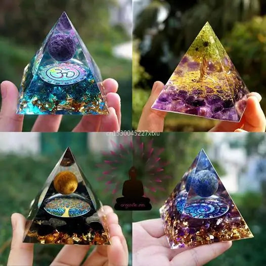 Tree Of Life Orgonite Pyramid Mold Amethyst Peridot