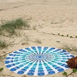 Mandala Elephant Round Tapestry