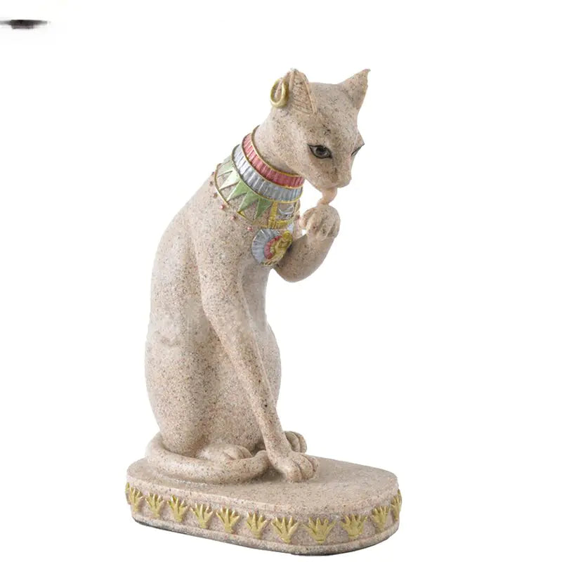 Sandstone Bastet Statue Egyptian Cat God Figurine