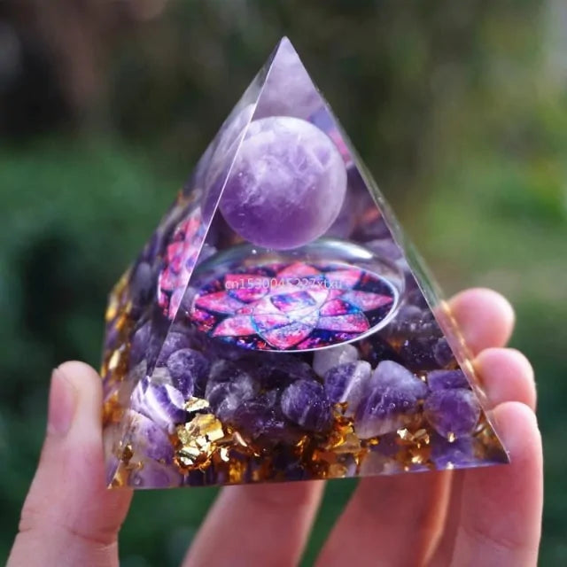 Tree Of Life Orgonite Pyramid Mold Amethyst Peridot