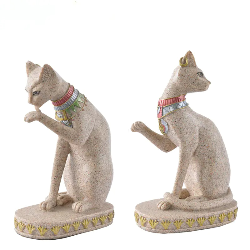 Sandstone Bastet Statue Egyptian Cat God Figurine