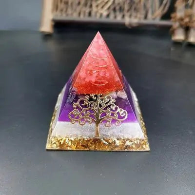 Tree Of Life Orgonite Pyramid Mold Amethyst Peridot