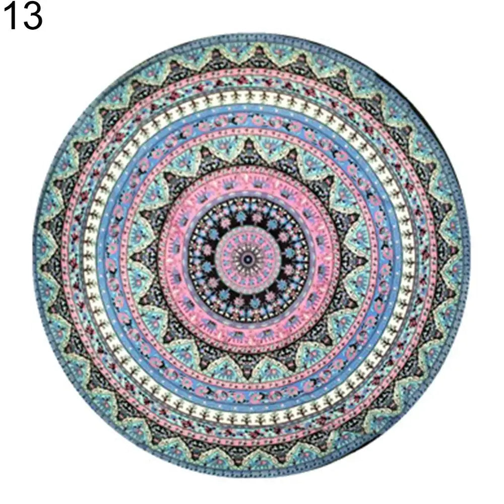 Mandala Elephant Round Tapestry