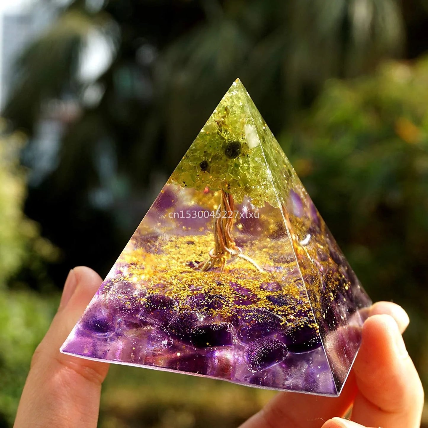 Tree Of Life Orgonite Pyramid Mold Amethyst Peridot