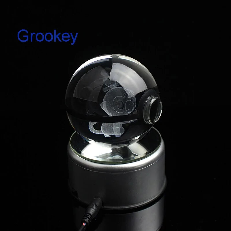 80mm Diameter Crystal Glass Ball with Rotating LED Lamp Base