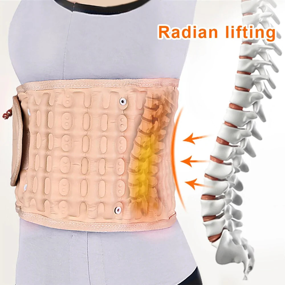 Inflatable Lumbar Support Belt with Air Decompression for Pain Relief