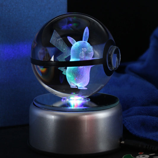 80mm Diameter Crystal Glass Ball with Rotating LED Lamp Base