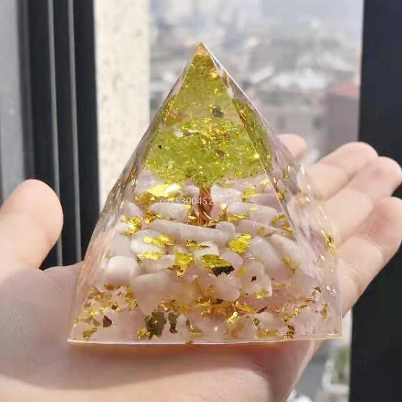 Tree Of Life Orgonite Pyramid Mold Amethyst Peridot