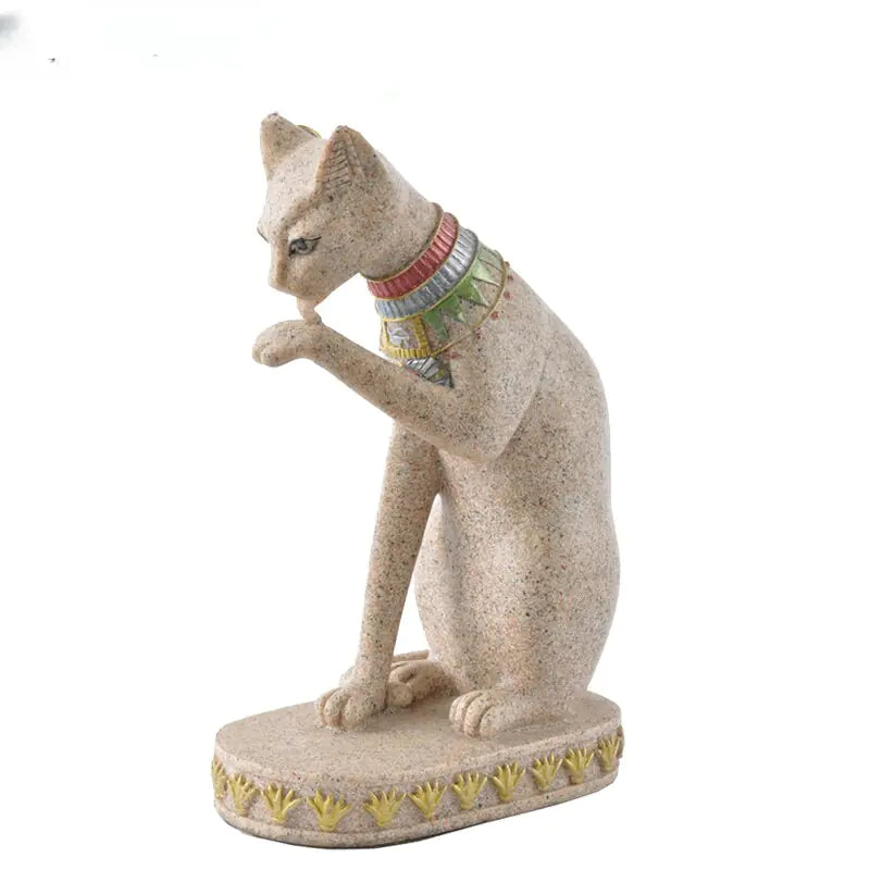 Sandstone Bastet Statue Egyptian Cat God Figurine