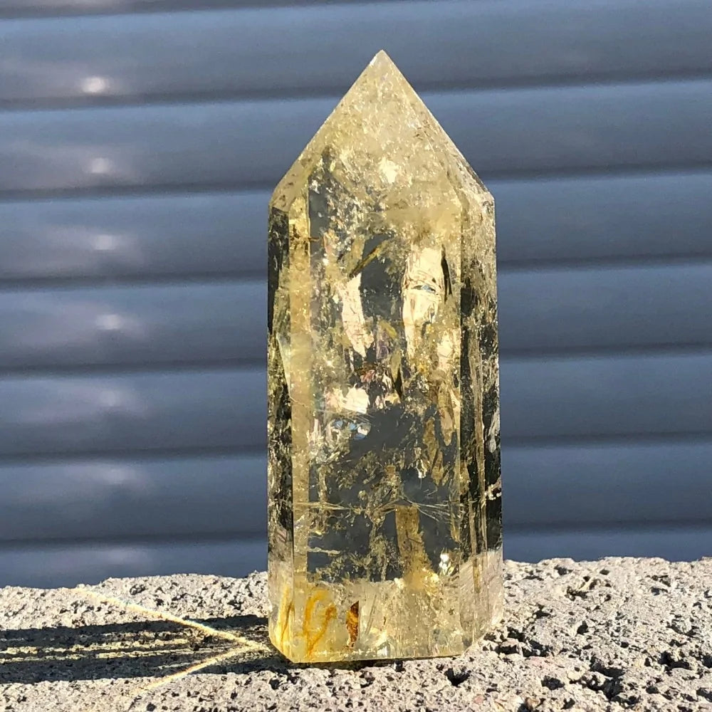 Natural Citrine Crystal Quartz Obelisk Wand Point