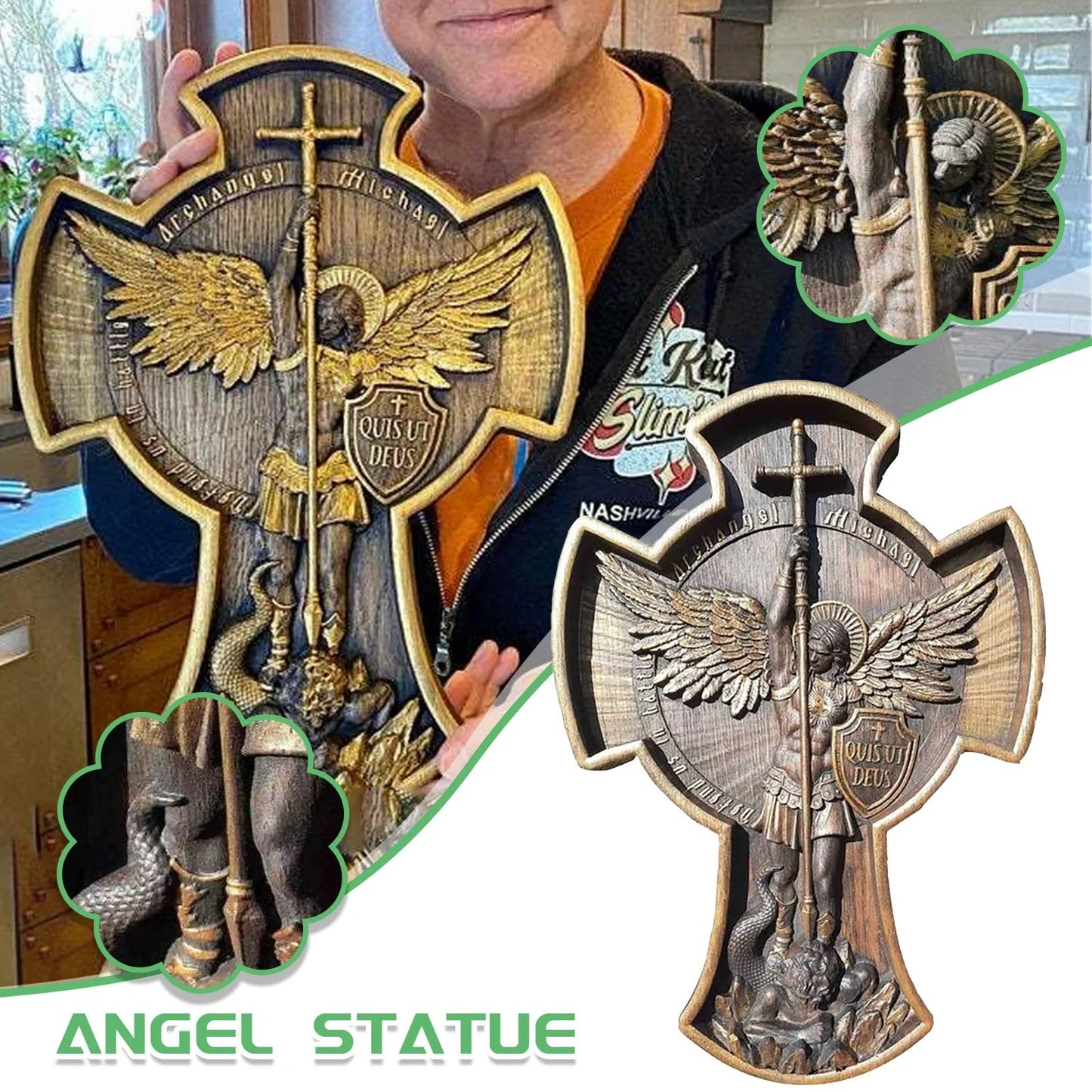 Archangel Michael Wood Statue