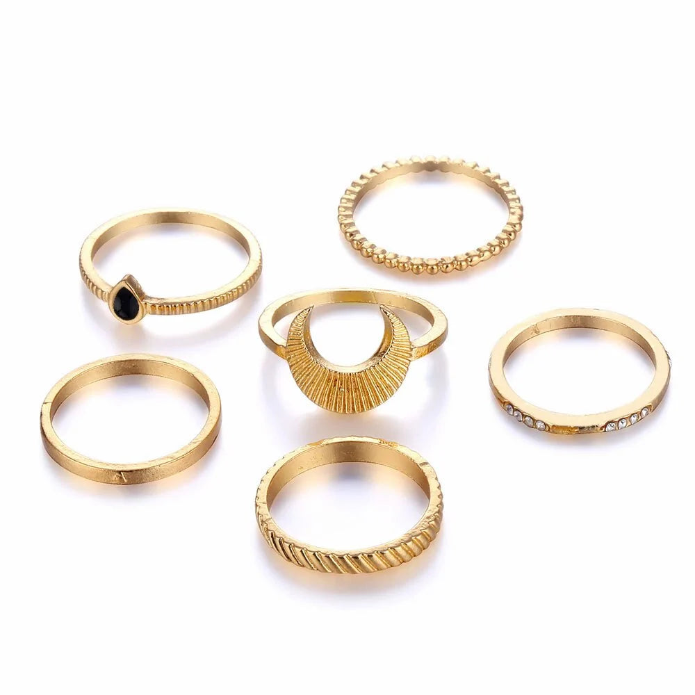 Moon Geometric Joint Rings Set