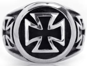 316L Stainless Steel Classic Biker Cross Ring