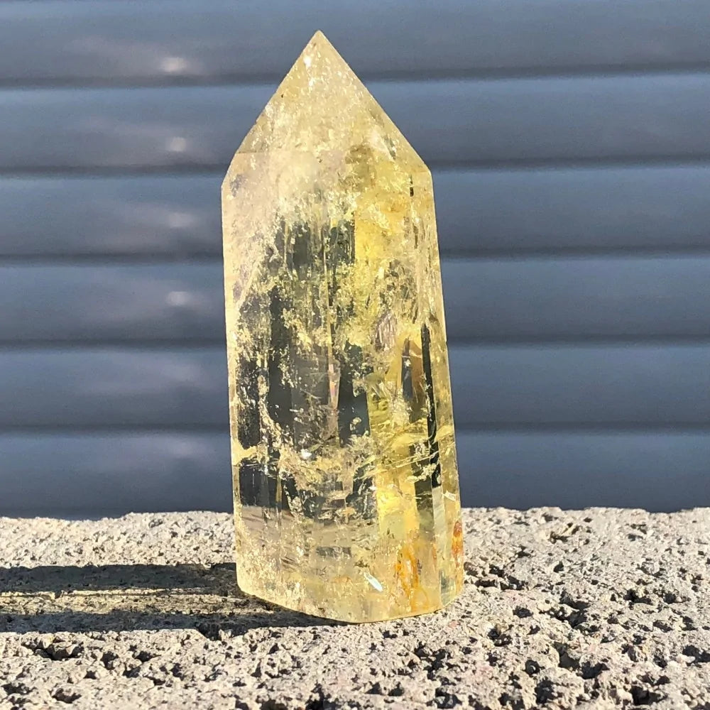 Natural Citrine Crystal Quartz Obelisk Wand Point