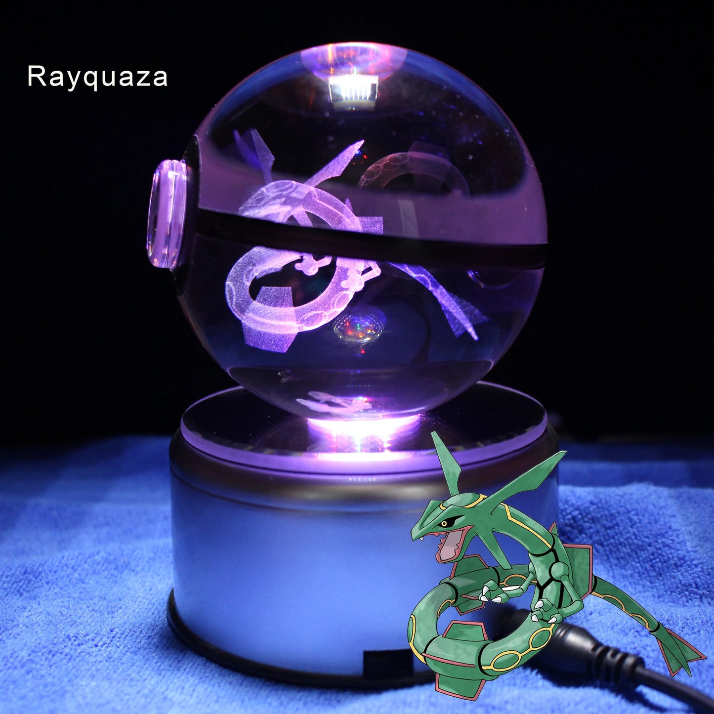 80mm Diameter Crystal Glass Ball with Rotating LED Lamp Base