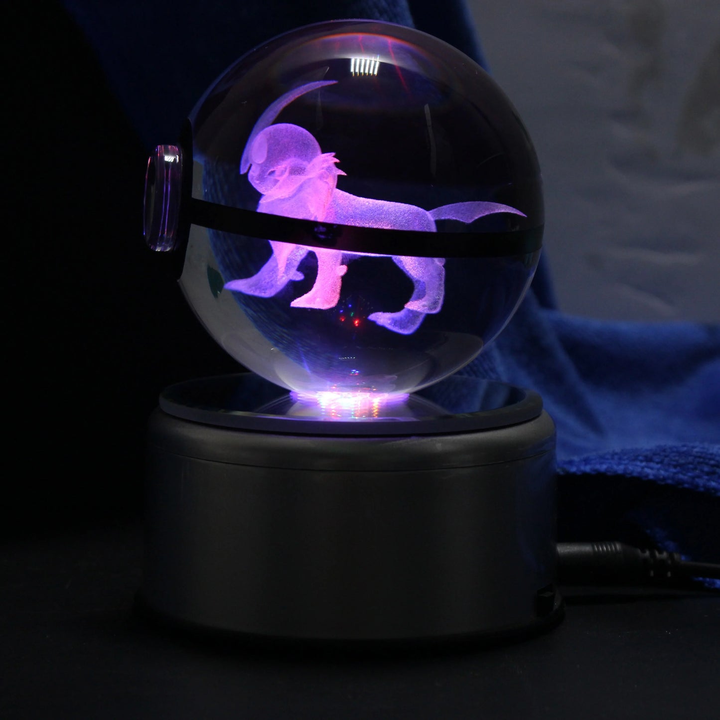 80mm Diameter Crystal Glass Ball with Rotating LED Lamp Base