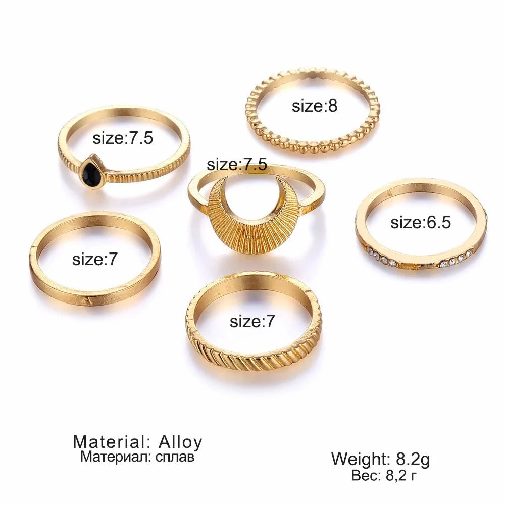 Moon Geometric Joint Rings Set